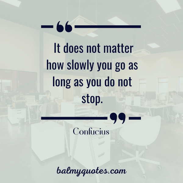 “It does not matter how slowly you go as long as you do not stop.” - Confucius