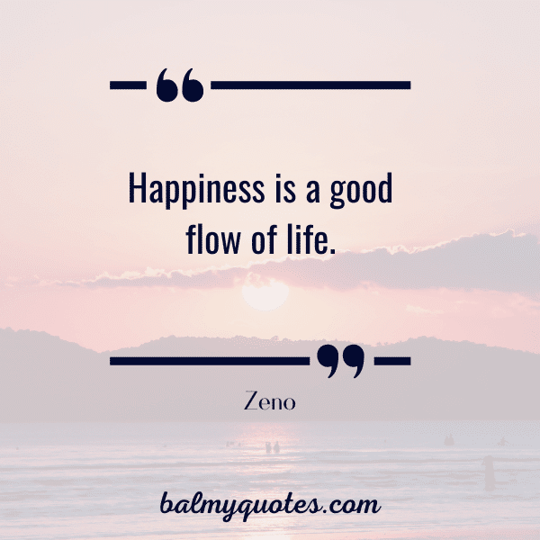 “Happiness is a good flow of life.”  - Zeno