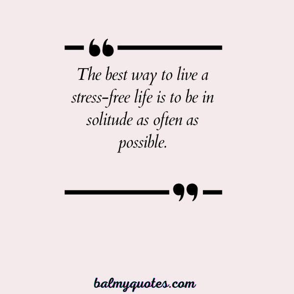 The best way to live a stress-free life is to be in solitude as often as possible.
