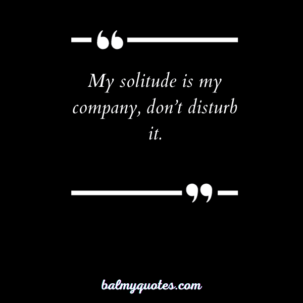 My solitude is my company, don’t disturb it.”