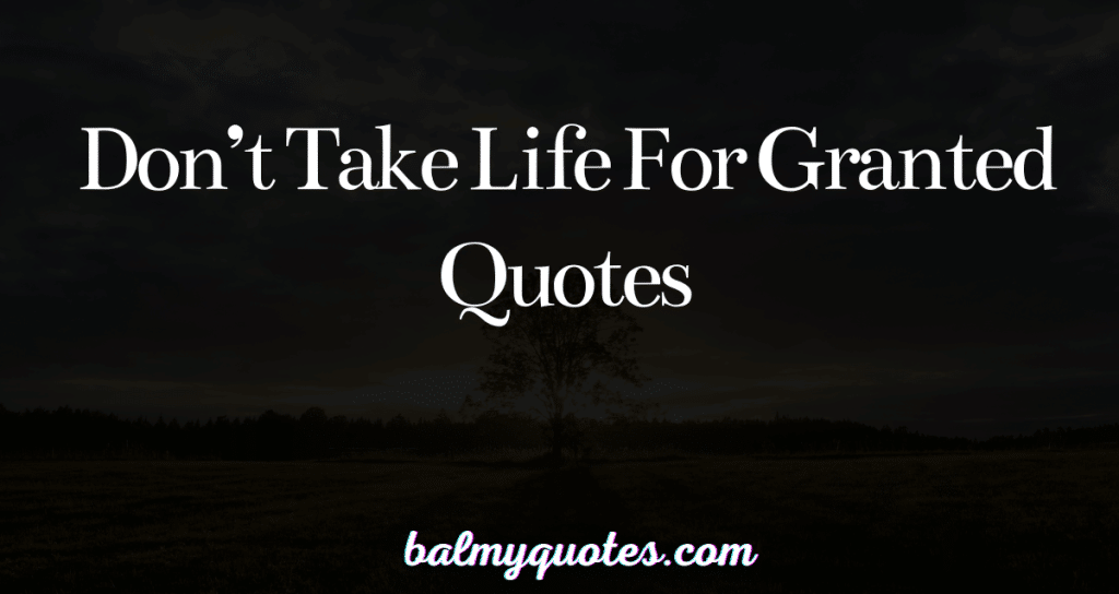 don't take life for granted quotes